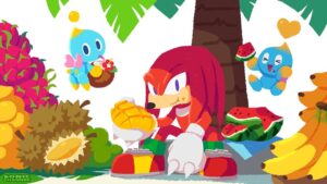 Read more about the article Third Illustration of Imagine – Sonic Traveling to Asia Series Released! Knuckles Shares Tropical Fruit With Some Chao