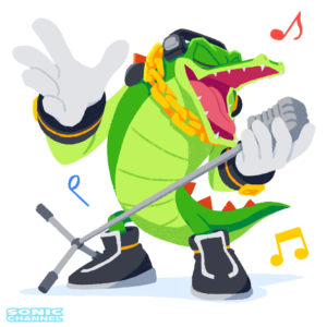Read more about the article Sonic Channel Commemorative Illustration: Vector the Crocodile Sings His Heart Out
