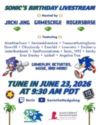 SEGA Announces Sonic Birthday Livestream for June 23 With Special Guests and St. Jude Fundraiser