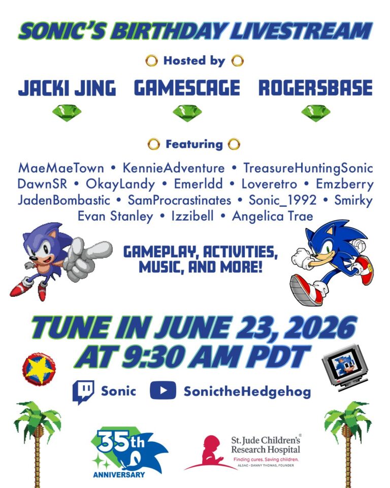 SEGA Announces Sonic Birthday Livestream for June 23 With Special Guests and St. Jude Fundraiser