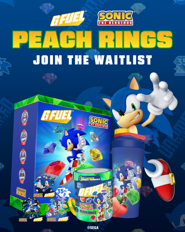 Sonic’s Peach Rings G FUEL Returns for 35th Anniversary Collector’s Box