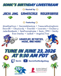 Reminder: Sonic Birthday Livestream Airs June 23 With Community Guests and St. Jude Fundraiser