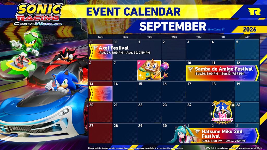 Amigo Joins Sonic Racing: CrossWorlds September 8 With Samba de Amigo Festival Starting September 10