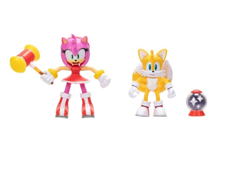 JAKKS Pacific Sonic the Hedgehog Sonic 4″ Action Figure 2 Pack – Modern Tails & Modern Amy