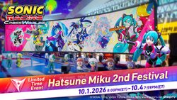 Hatsune Miku 2nd Festival Now Live in Sonic Racing: CrossWorlds With 13 Decals and New Rewards